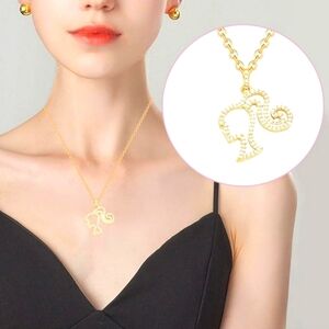 New "Barbie" Golden Stainless Steel Necklace with Synthetic Zircon